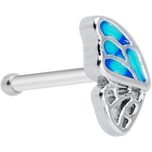 Load image into Gallery viewer, 20G 1/4 Simple Blue Butterfly Wing Nose Bone
