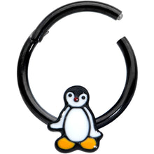 将图片加载到图库查看器，16G 3/8 Black Baby Penguin Hinged Circular Ring
