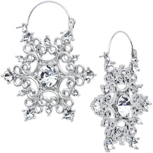 Load image into Gallery viewer, Clear Gem Festive Fancy Snowflake Christmas Tunnel Plug Earrings
