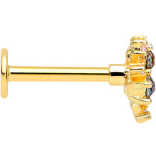 Load image into Gallery viewer, 16G 5/16 Purple Tourmaline Gold Tone Spray Labret Monroe Tragus
