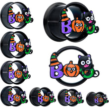 Load image into Gallery viewer, Black Boo Party Halloween Tunnel Plug Set
