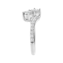 Load image into Gallery viewer, 10K White Gold Two-Stone Miracle-Set Diamond Bypass Ring (1 Cttw, H-I Color, I1-I2 Clarity) - Size 6

