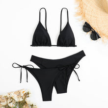 Load image into Gallery viewer, Essential Edge 3-Piece Bikini Set for Women – Solid Color High-Cut Triangle Top Two-Style Bottoms with Side Lace-Up Design &amp; Quick-Drying Comfort – Versatile Women's Swimwear for Summer Pool Beach &amp; Travel
