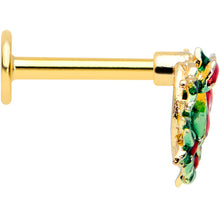 Load image into Gallery viewer, 16G 5/16 Gold Tone Festive Wreath Bow Christmas Labret Tragus
