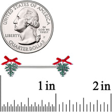 Load image into Gallery viewer, 14G 9/16 Pine Bough Red Bow Christmas Barbell Nipple Ring Set
