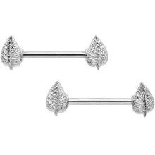 将图片加载到图库查看器，14G 9/16 Autumn Textured Leaf Barbell Nipple Ring Set
