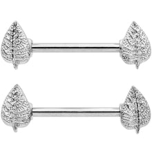 将图片加载到图库查看器，14G 9/16 Autumn Textured Leaf Barbell Nipple Ring Set
