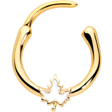 Load image into Gallery viewer, 16G 3/8 Gold Tone Autumn White Maple Leaf Cartilage Clicker Ring
