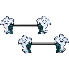 Load image into Gallery viewer, 14G 9/16 Black Graveyard Ghost Halloween Barbell Nipple Ring Set
