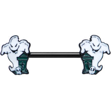 Load image into Gallery viewer, 14G 9/16 Black Graveyard Ghost Halloween Barbell Nipple Ring Set
