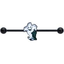 Load image into Gallery viewer, 14G Black Graveyard Ghost Halloween Industrial Barbell 38mm
