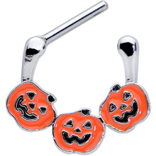 将图片加载到图库查看器，16G 5/16 Jack O Lantern Trio Pumpkin Halloween Cartilage Clicker
