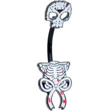Load image into Gallery viewer, Black Skeleton Body Halloween Double Mount Belly Ring
