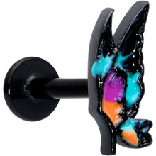 Load image into Gallery viewer, 16G 5/16 Black Sunset Side Butterfly Labret Monroe Tragus
