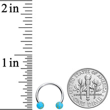 Load image into Gallery viewer, 16G 3/8 Matte Blue Splatter Ends Horseshoe Circular Barbell
