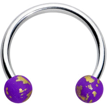 Load image into Gallery viewer, 16G 3/8 Matte Purple Splatter Ends Horseshoe Circular Barbell
