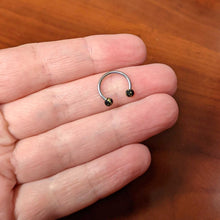 Load image into Gallery viewer, 16G 3/8 Matte Black Splatter Ends Horseshoe Circular Barbell
