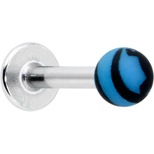 Load image into Gallery viewer, 16G 5/16 Matte Blue Zebra Stripe Labret Monroe Tragus
