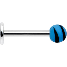 Load image into Gallery viewer, 16G 5/16 Matte Blue Zebra Stripe Labret Monroe Tragus
