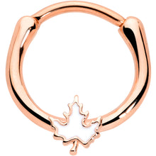 Load image into Gallery viewer, 16G 3/8 Rose Gold Tone Fall White Maple Leaf Cartilage Clicker
