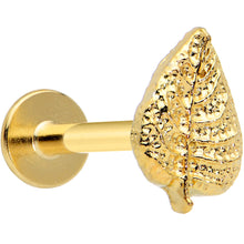 Load image into Gallery viewer, 16G 5/16 Gold Tone Autumn Textured Leaf Labret Monroe Tragus
