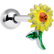 Load image into Gallery viewer, 16G 1/4 Sunny Yellow Sunflower Cartilage Tragus Earring
