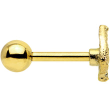 Load image into Gallery viewer, 16G 1/4 Gold Tone Autumn Textured Leaf Cartilage Tragus Earring
