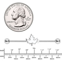 Load image into Gallery viewer, 14G Autumn White Maple Leaf Industrial Barbell 38mm
