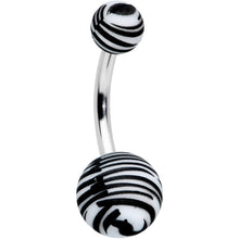 Load image into Gallery viewer, Matte White Zebra Stripe Belly Ring
