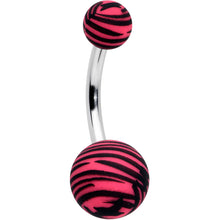 将图片加载到图库查看器，Matte Pink Zebra Stripe Belly Ring
