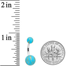 将图片加载到图库查看器，Matte Blue Splatter Pattern Belly Ring
