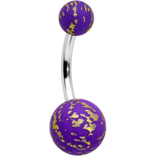 将图片加载到图库查看器，Matte Purple Splatter Pattern Belly Ring
