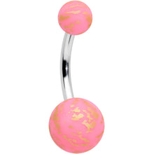 将图片加载到图库查看器，Matte Pink Splatter Pattern Belly Ring
