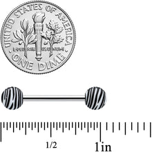 Load image into Gallery viewer, Matte White Zebra Stripe Barbell Tongue Ring
