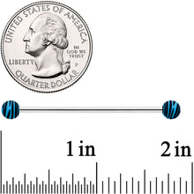Load image into Gallery viewer, 14G Matte Blue Zebra Stripe Industrial Barbell 38mm

