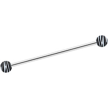 Load image into Gallery viewer, 14G Matte White Zebra Stripe Industrial Barbell 38mm
