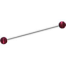 Load image into Gallery viewer, 14G Matte Pink Zebra Stripe Industrial Barbell 38mm

