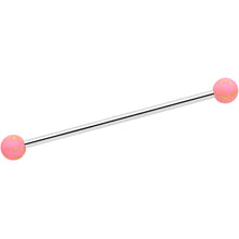Load image into Gallery viewer, 14G Matte Pink Splatter Pattern Ends Industrial Barbell 38mm
