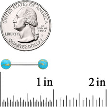 Load image into Gallery viewer, 14G 9/16 Matte Light Blue Splatter Barbell Nipple Ring Set
