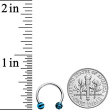 Load image into Gallery viewer, 16G 3/8 Matte Blue Zebra Stripe Ends Horseshoe Circular Barbell
