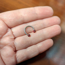 Load image into Gallery viewer, 16G 3/8 Matte Pink Zebra Stripe Ends Horseshoe Circular Barbell
