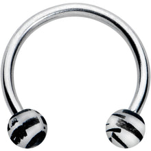 Load image into Gallery viewer, 16G 3/8 Matte Grey Zebra Stripe Ends Horseshoe Circular Barbell
