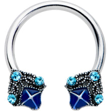 Load image into Gallery viewer, 16G 3/8 Blue Gem Rococo Blues Horseshoe Circular Barbell
