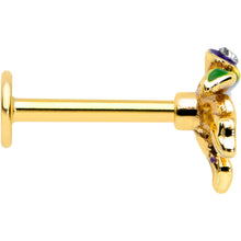 Load image into Gallery viewer, 16G 5/16 Clear Gem Gold Tone Iris Flower Labret Monroe Tragus
