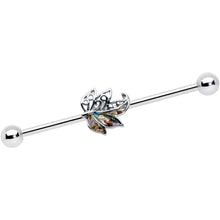 Load image into Gallery viewer, 14G Multicolor Openwork Autumn Leaf Industrial Barbell 38mm
