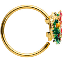 将图片加载到图库查看器，20G 5/16 Gold Tone Festive Bow Wreath Christmas Nose Hoop
