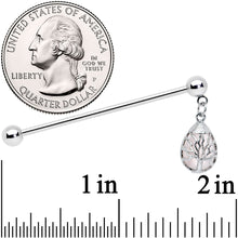 Load image into Gallery viewer, 14G Rose Quartz Drop Tree Dangle Industrial Barbell 38mm
