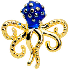 Load image into Gallery viewer, 16G 5/16 Gold Tone Textured Blue Octopus Labret Monroe Tragus
