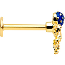 Load image into Gallery viewer, 16G 5/16 Gold Tone Textured Blue Octopus Labret Monroe Tragus
