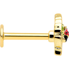 Load image into Gallery viewer, 16G 5/16 Clear Gem Gold Tone Leafy Ladybug Labret Monroe Tragus
